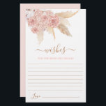 Lámina Pampas Deseos florales rosas de hierba para la tar<br><div class="desc">Pampas Grass Pink Roses Boho desea la tarjeta de novia y novio</div>