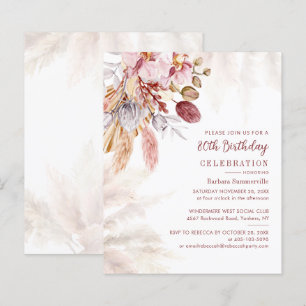 Lámina Pampas Grass Boho 80th Birthday Party Invitation
