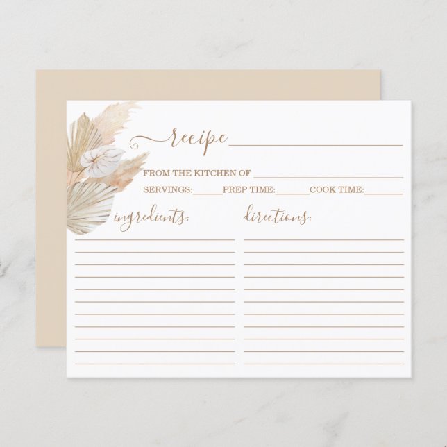 Lámina Pampas Grass Boho Receta (Anverso / Reverso)