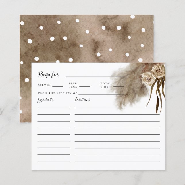 Lámina Pampas Grass Fall Bridal Shower Receta (Anverso / Reverso)