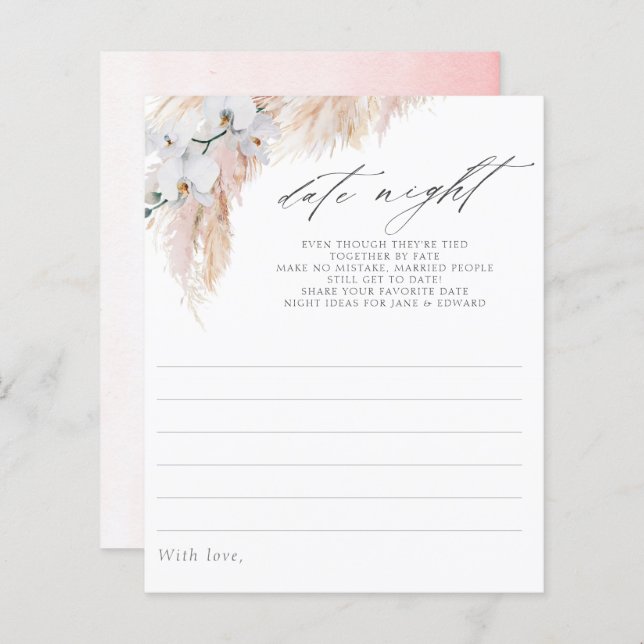 Lámina Pampas Grass Orchids Bridal Shower Date Night Idea (Anverso / Reverso)