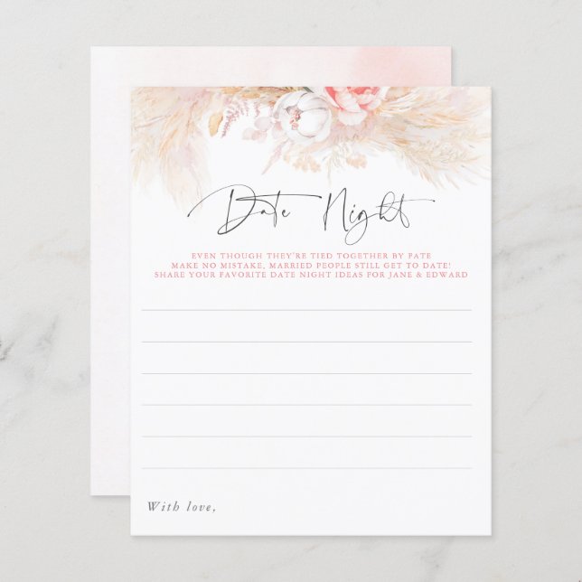 Lámina Pampas Grass Pink Floral Date Ideas nocturnas (Anverso / Reverso)