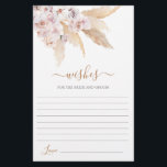 Lámina Pampas Grass Wishes and the Bride card<br><div class="desc">Pampas Grass Boho desea la tarjeta de novia y novio</div>