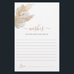 Lámina Pampas Grass Wishes and the Bride card<br><div class="desc">Pampas Grass boho desea la tarjeta de novia y novio</div>