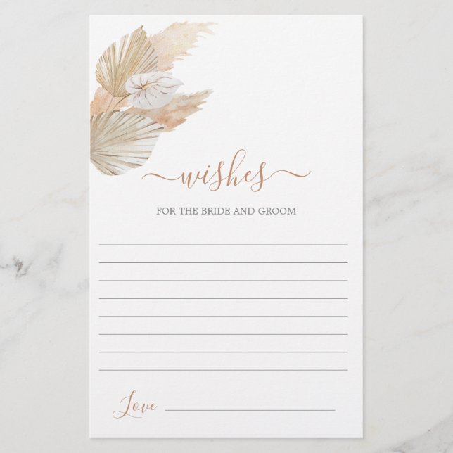 Lámina Pampas Grass Wishes and the Bride card (Anverso)