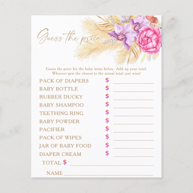 Lámina Pampas hierba - Adivinen el precio Juego (Anverso)