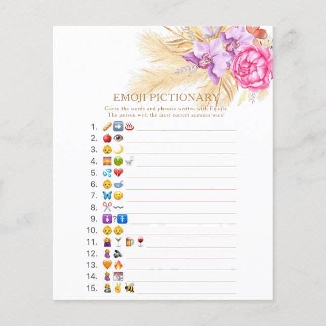 Lámina Pampas hierba - Emoji pictiva juego (Anverso)