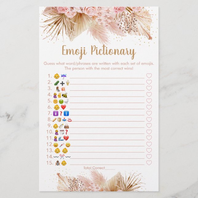 Lámina Pampas juego de Emoji floral rosa graso (Anverso)