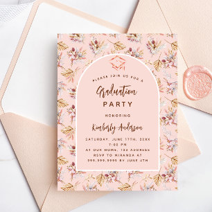 Lámina Pampas rosa invitación a fiesta de graduación de p