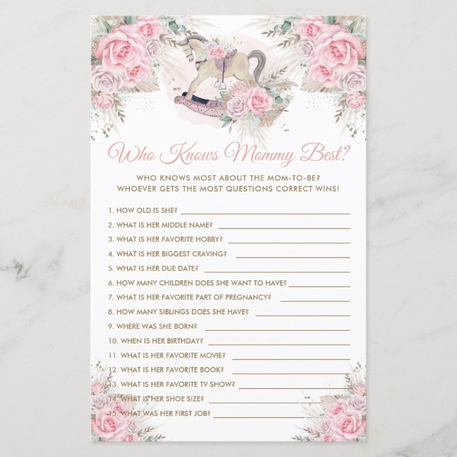 Lámina Pampas rosadas de caballo que conoce mejor a mamá (Anverso)