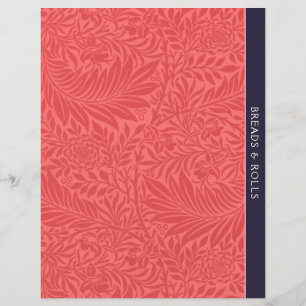 Lámina Pan Divisor de recetas Floral roja vintage