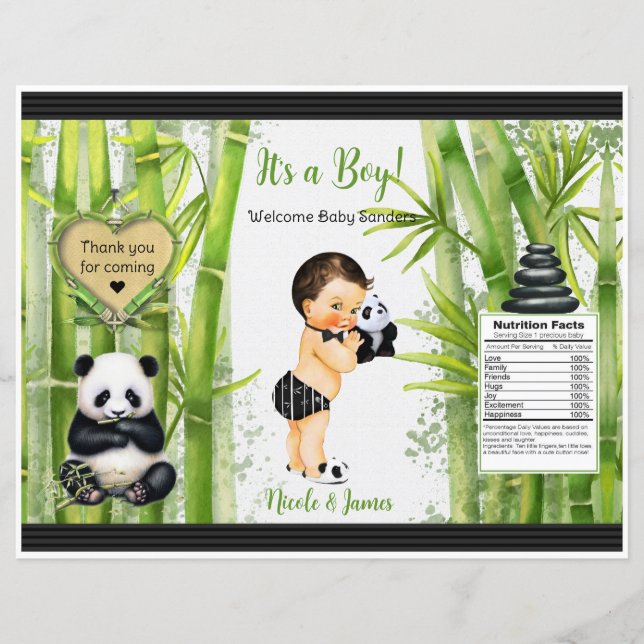 Lámina Panda Bamboo Tema Baby Boy Chip Bag (Anverso)