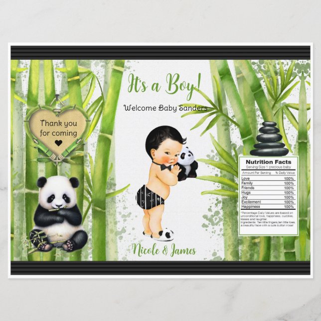 Lámina Panda Bamboo Tema Baby Boy Chip Bag (Anverso)