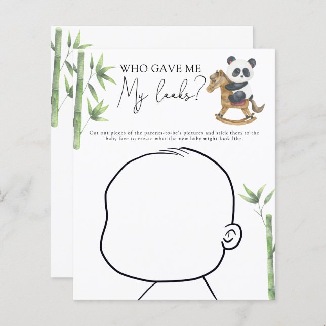 Lámina Panda bear baby ducha Baby face (Anverso / Reverso)