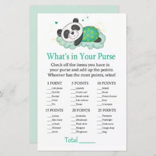 Lámina Panda durmiente ¿Qué hay en tu juego de bolso?