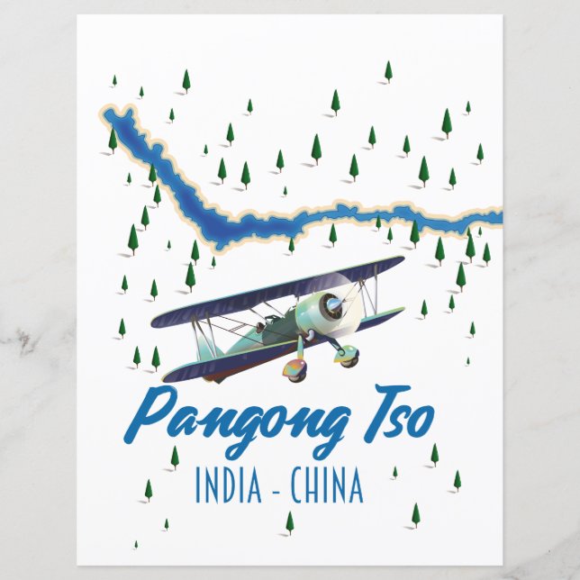 Lámina Pangong Tso India China map poster. (Anverso)