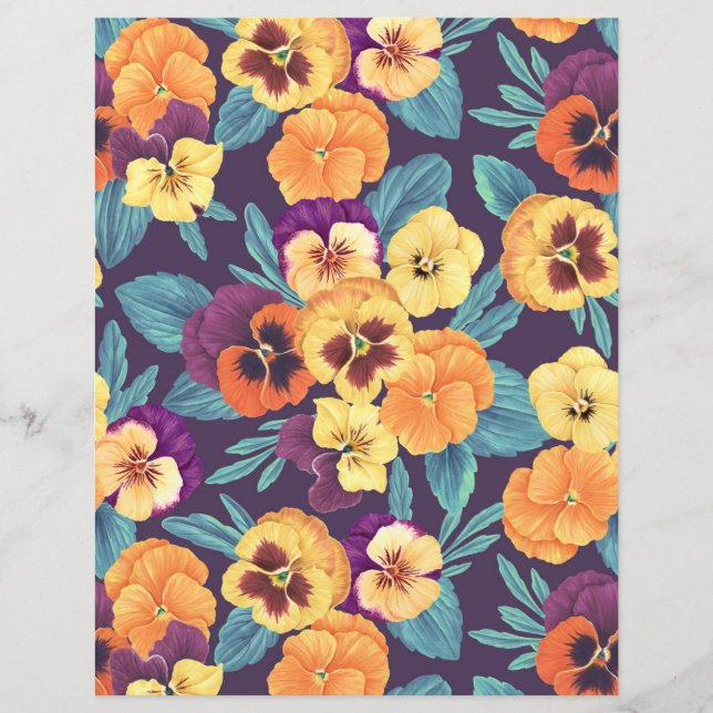 Lámina Pansies en violeta de ciruela (Anverso)