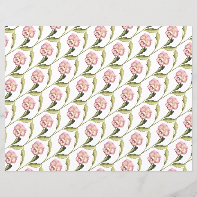 Lámina Pansies sobre un fondo blanco (Anverso)