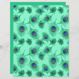 Lámina Pañuelos de pavo real turquesa en agua ligera