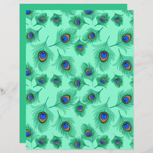 Lámina Pañuelos de pavo real turquesa en agua ligera (Anverso / Reverso)