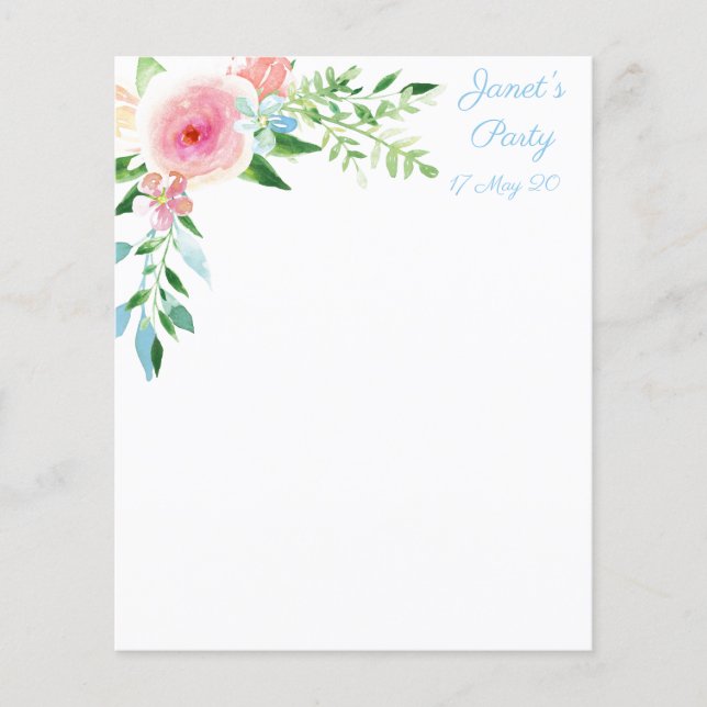 Lámina Papel acuarela Floral (Anverso)