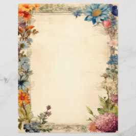 Lámina Papel Antiguo Floral Shabby Chic Diario de Basura
