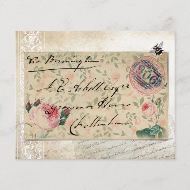 Lámina Papel antiguo sobre y papel de cuaderno de Rosa (Anverso)
