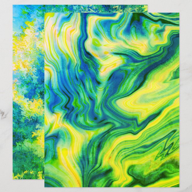 Lámina Papel Aritílico, Azul, Verde, Amarillo/Libro de ca (Anverso / Reverso)