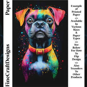 Lámina Papel Artesanal Colorido Pop Art Perro Pelo Corto 