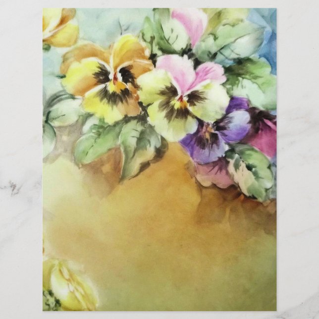 Lámina Papel artesanal de arte floral con pintura Pansy p (Anverso)