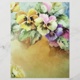 Lámina Papel artesanal de arte floral con pintura Pansy p