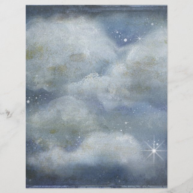 Lámina Papel azul profundo del cielo estrellado de noche  (Anverso)