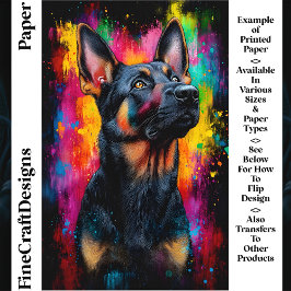 Lámina Papel Craft Perro Pastor Alemán Arte Pop Vibrante 