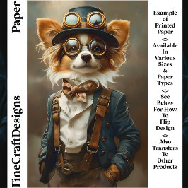 Lámina Papel Craft Victoriano Steampunk Perro Papillon CP