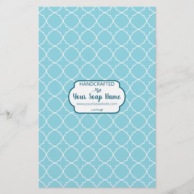 Lámina Papel de ajuste de jabón de cuatrefoil azul y blan (Anverso)