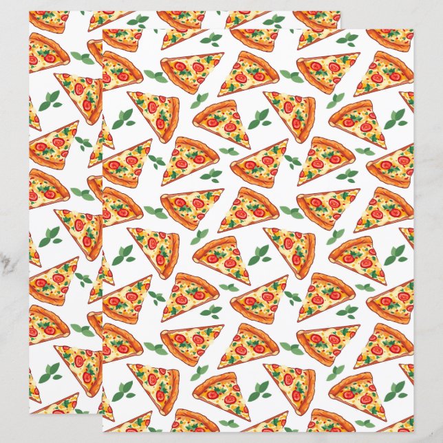 Lámina Papel de álbum de recortes de pizza (Anverso / Reverso)