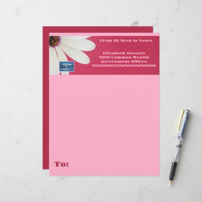 Lámina Papel de aptitud (Daisy rosa B) RFPMDesigns ©️ 202 (Anverso/Reverso In Situ)