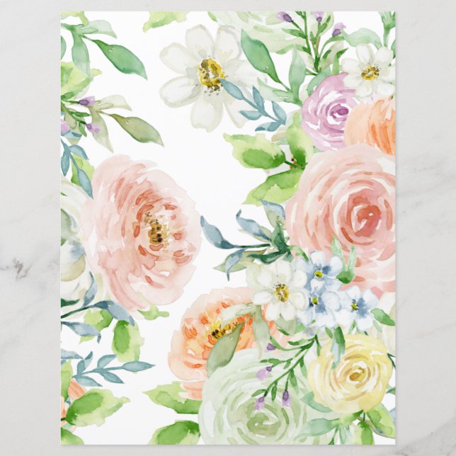 Lámina Papel de arte floral de Rosas pintados a mano de é (Anverso)