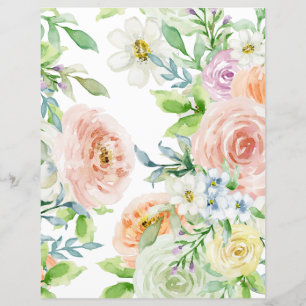 Lámina Papel de arte floral de Rosas pintados a mano de é