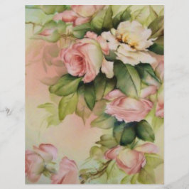 Lámina Papel de arte floral de Rosas pintados a mano de é