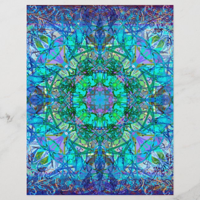 Lámina Papel de carátula de Mandala para el Boho azul y v (Anverso)