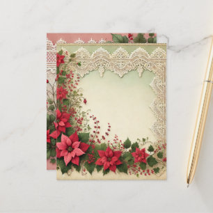 Lámina Papel de carátula de marco de poinsettia de encaje