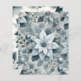 Lámina Papel de carátula de poinsettia blanca y azul hela