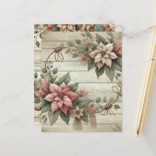Lámina Papel de carátula de Shabby Chic Poinsettia Garlan