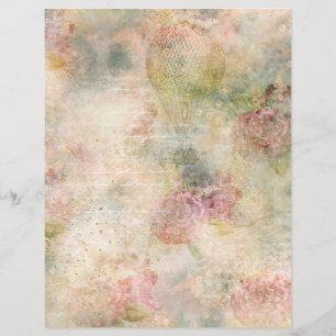 Lámina Papel de carátula floral Steampunk Victorik