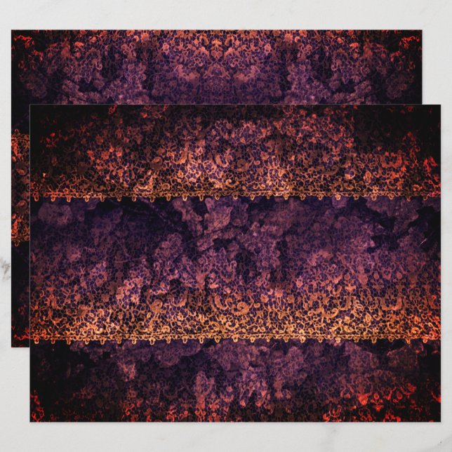 Lámina Papel de carátula púrpura Naranja de encaje gótico (Anverso / Reverso)