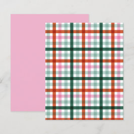 Lámina Papel de carátula rosa del patrón verde de Gingham