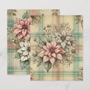 Lámina Papel de carátulas de Shabby Chic Plaid Poinsettia