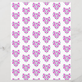 Lámina Papel de cardíaco rosa y blanco floral