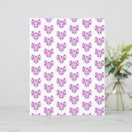 Lámina Papel de cardíaco rosa y blanco floral